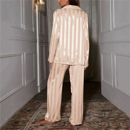 Elegant Striped Satin Pajama Set for Women