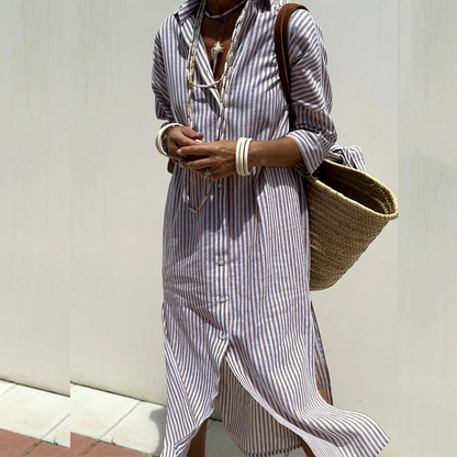 Women's Effortless Striped Midi Dress