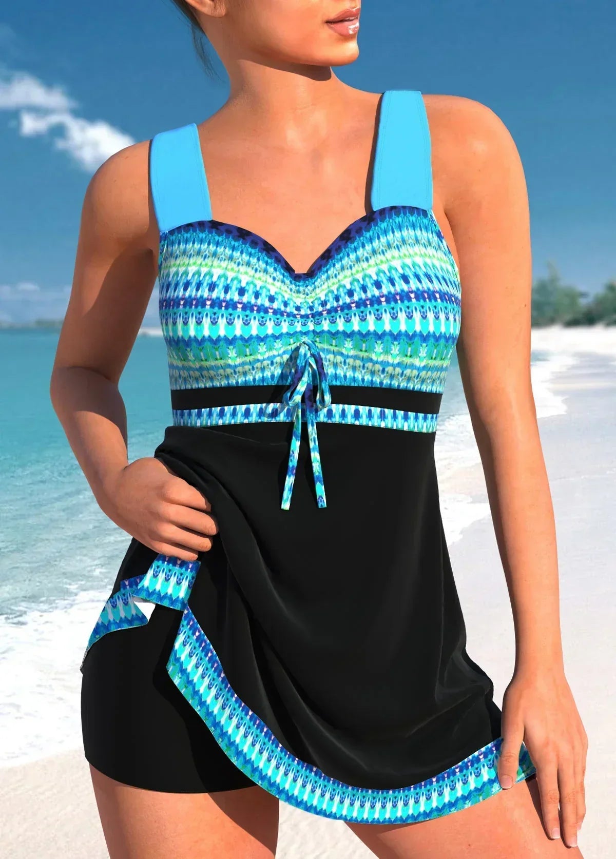 Women's Flattering Swimdress with Tie-Front Tankini