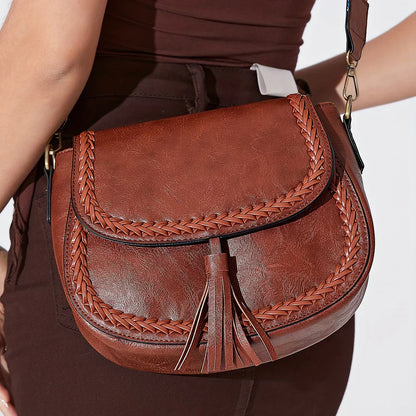 Niki | Women's Tassel Crossbody Bag with Braided Trim