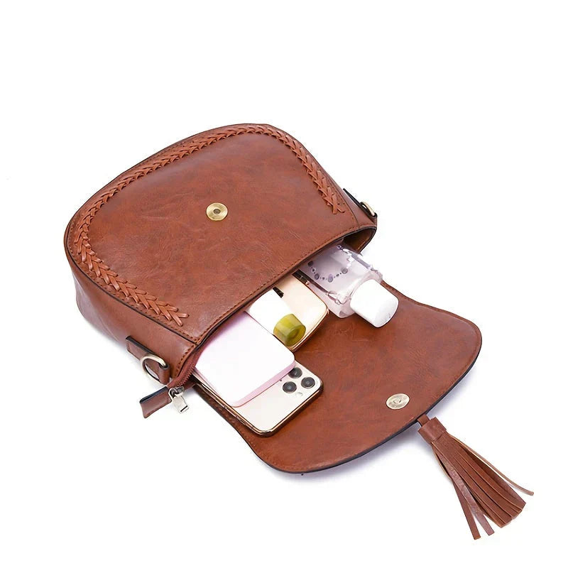 Niki | Women's Tassel Crossbody Bag with Braided Trim