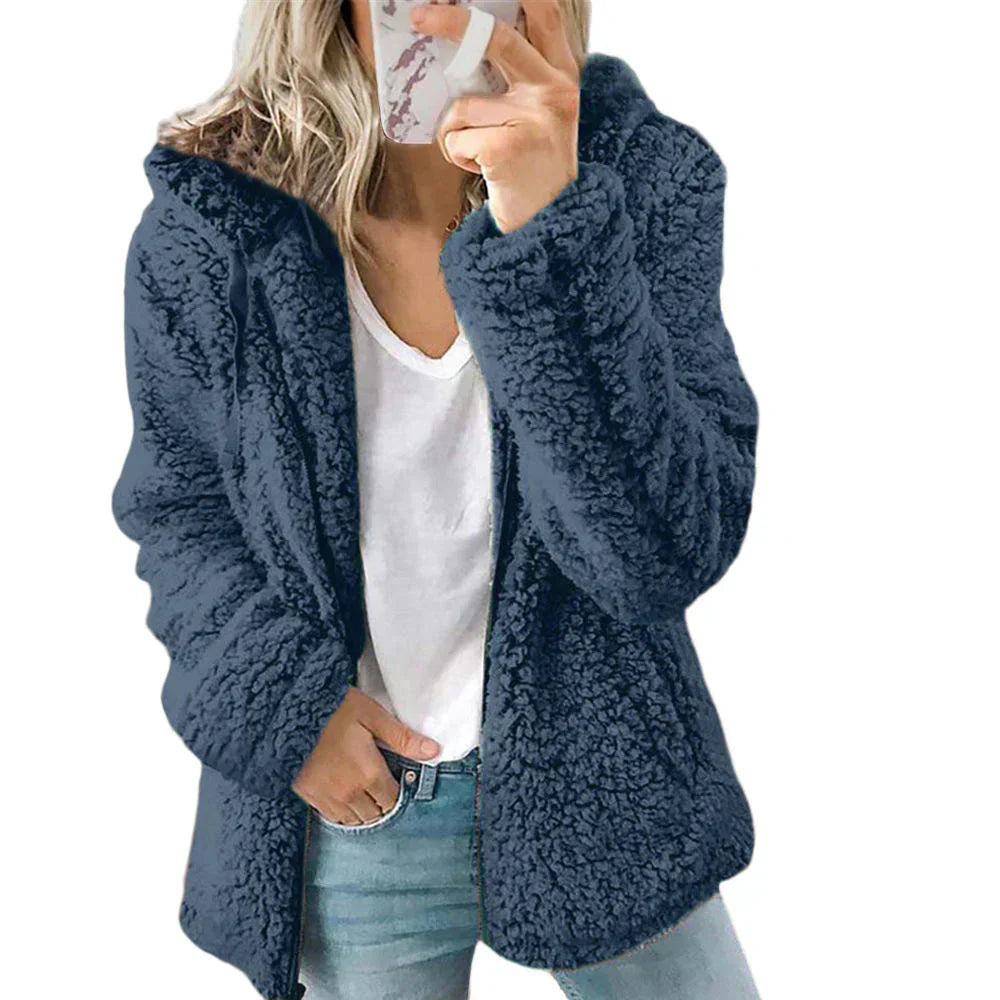 Niki | Plush Teddy Fleece Full Zip Hooded Jacket