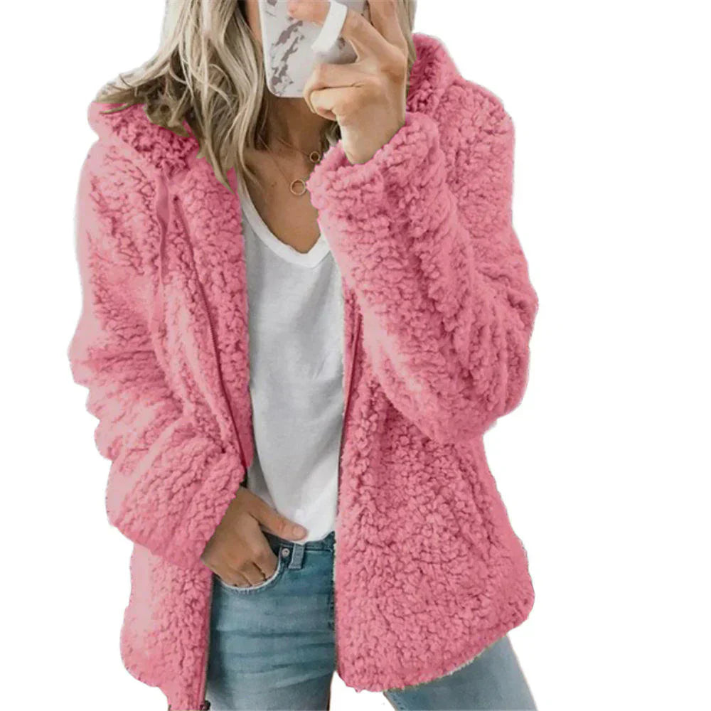 Niki | Plush Teddy Fleece Full Zip Hooded Jacket