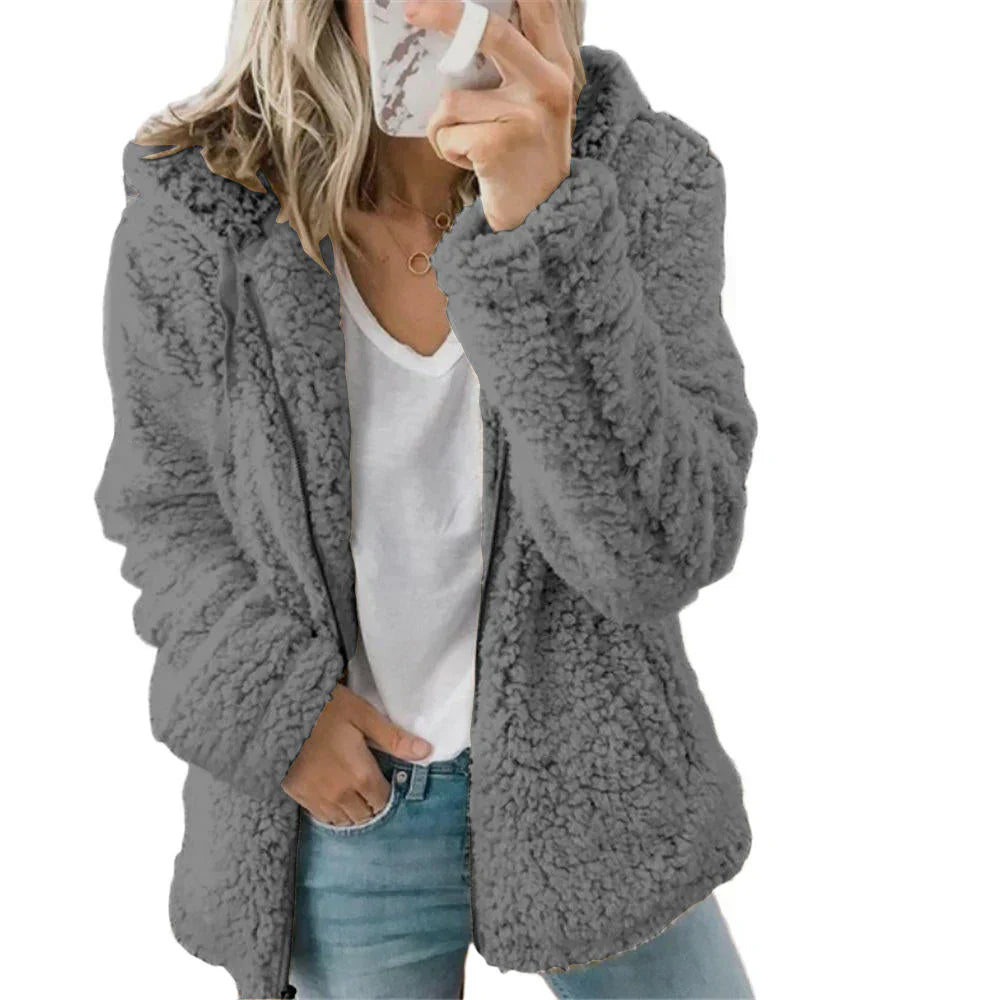 Niki | Plush Teddy Fleece Full Zip Hooded Jacket