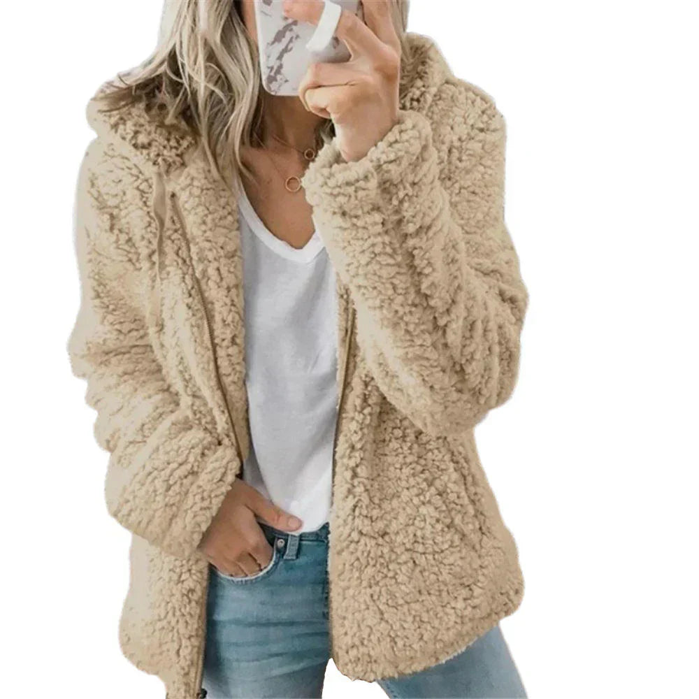 Niki | Plush Teddy Fleece Full Zip Hooded Jacket