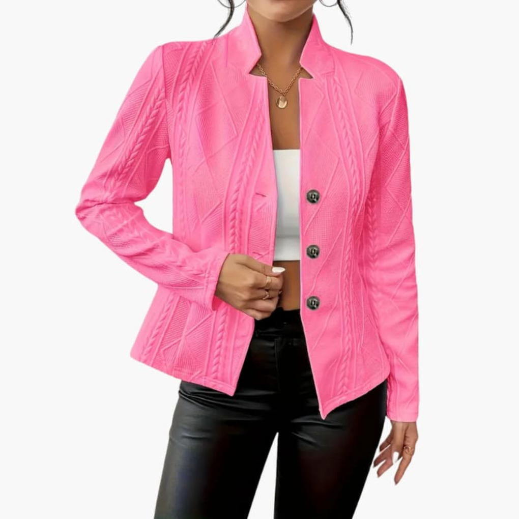 Niki | Textured Knit Single Button Blazer Jacket