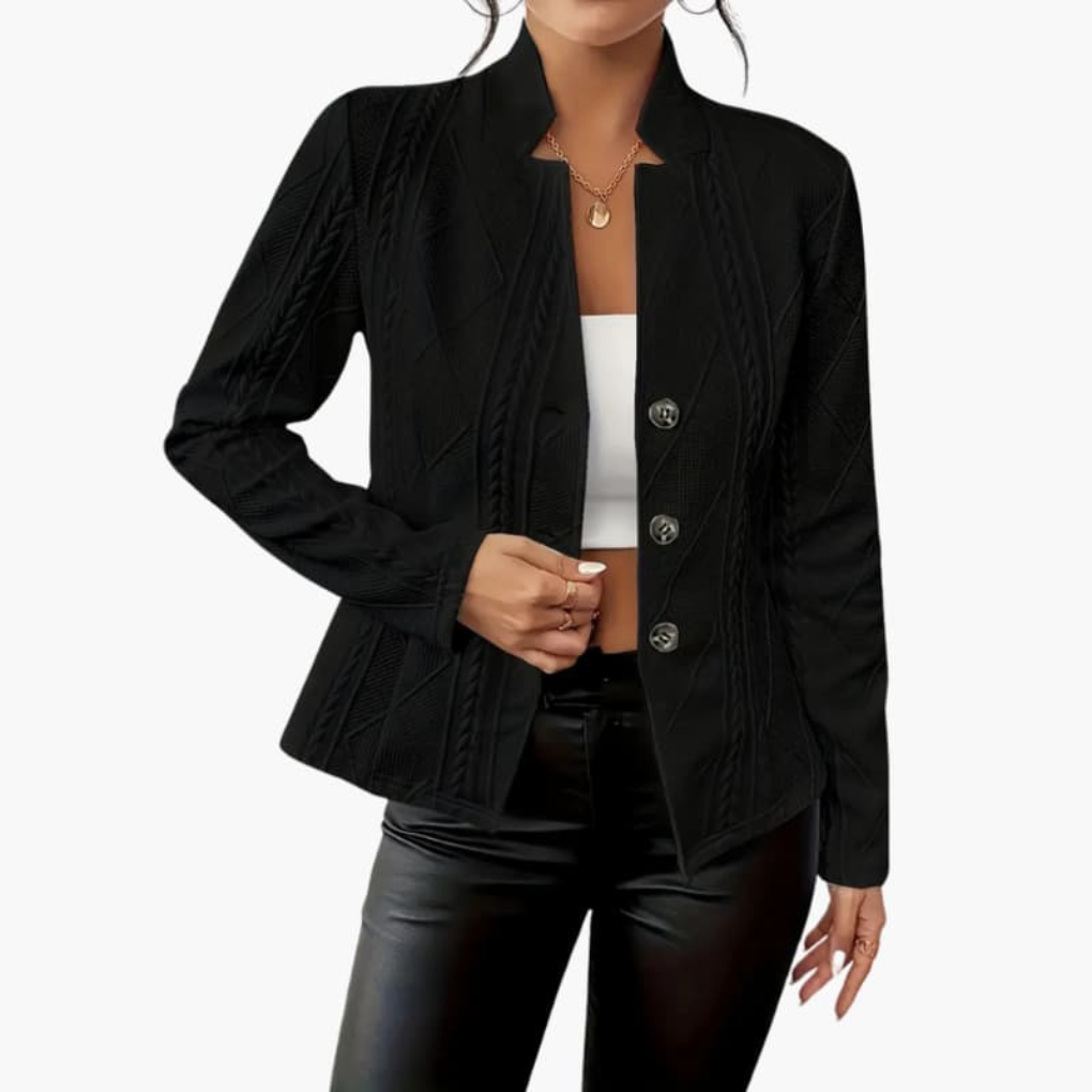 Niki | Textured Knit Single Button Blazer Jacket