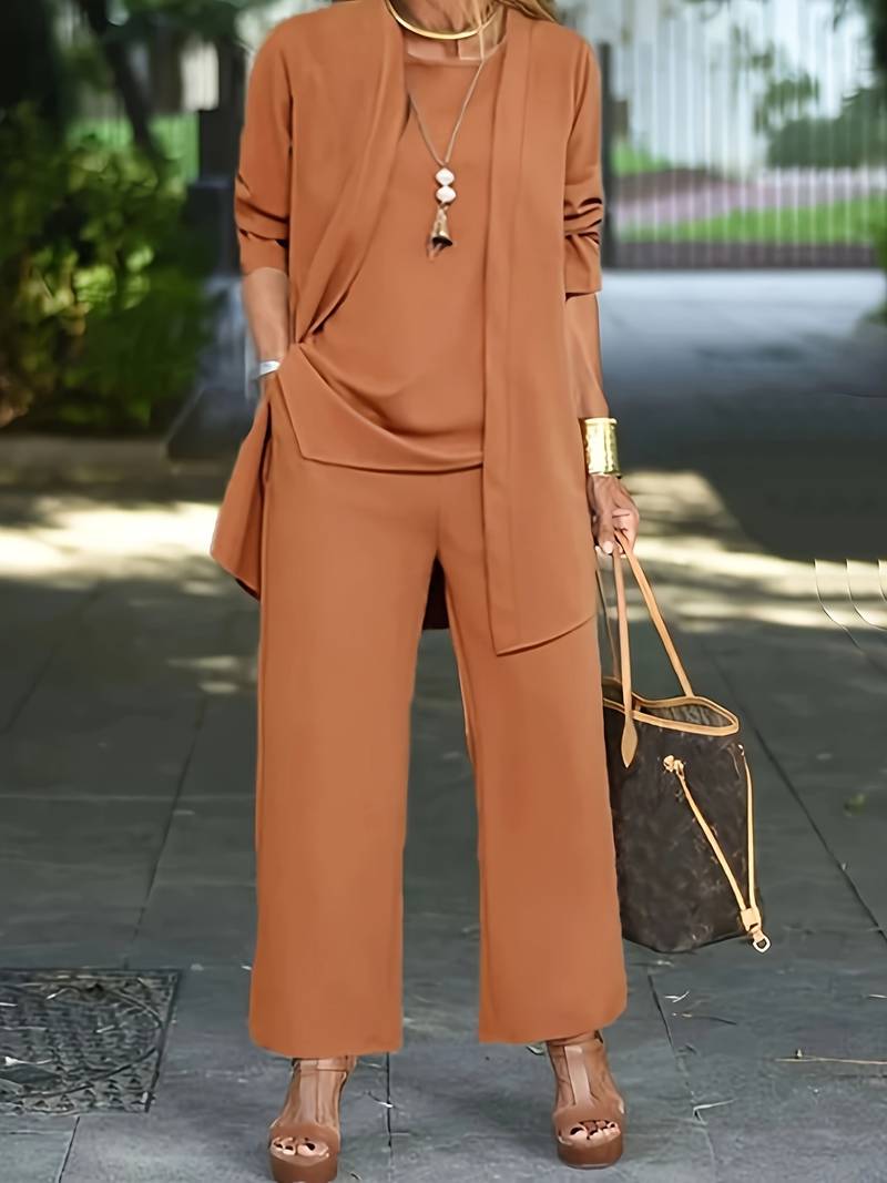 Women's Casual Wide-Leg Pants & Cardigan Outfit