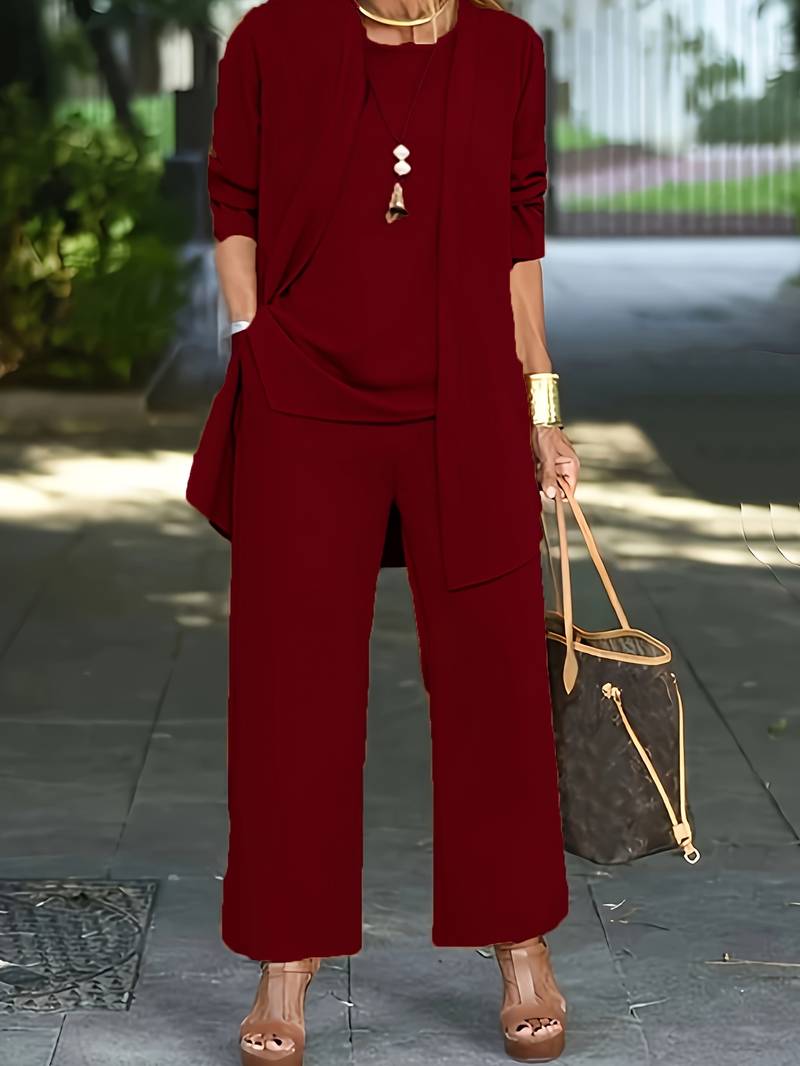 Women's Casual Wide-Leg Pants & Cardigan Outfit