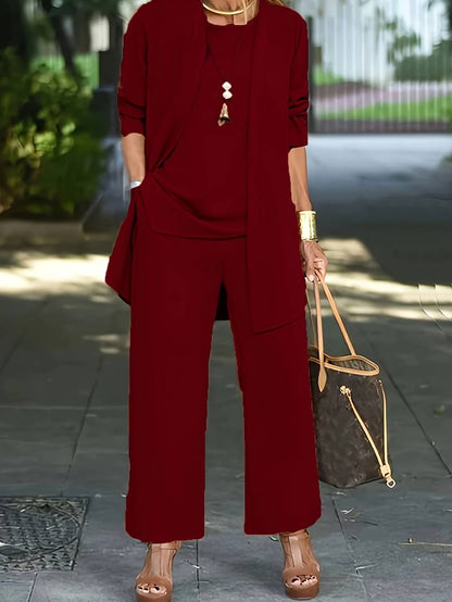 Women's Casual Wide-Leg Pants & Cardigan Outfit