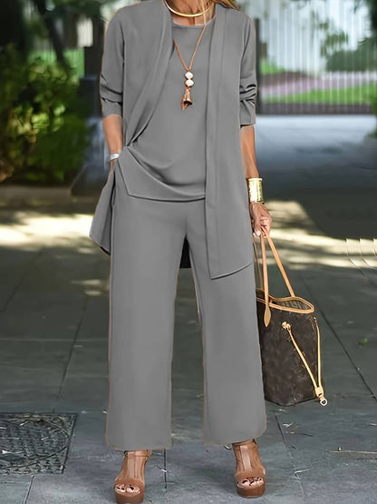 Women's Casual Wide-Leg Pants & Cardigan Outfit