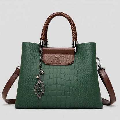Niki | Women's Tote Handbag with Croc Embossing and Braided Handle