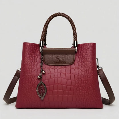 Niki | Women's Tote Handbag with Croc Embossing and Braided Handle