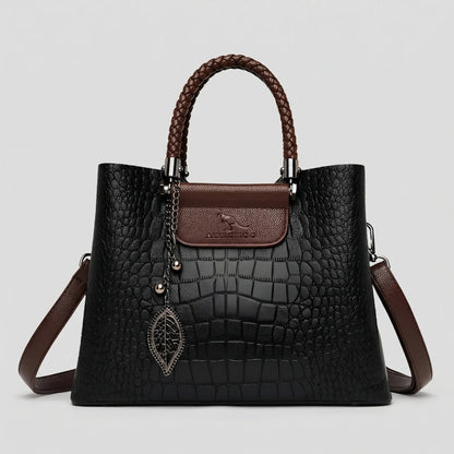 Niki | Women's Tote Handbag with Croc Embossing and Braided Handle