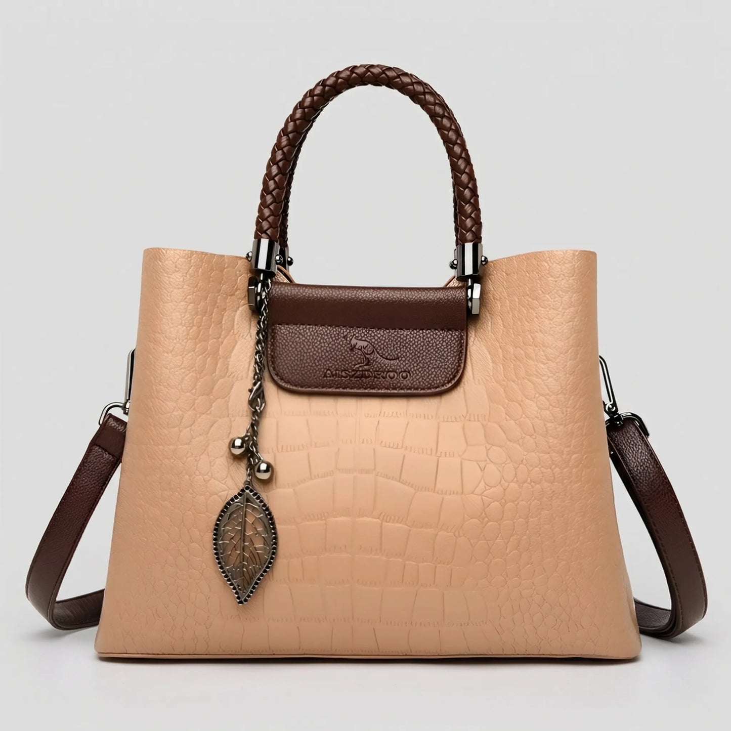 Niki | Women's Tote Handbag with Croc Embossing and Braided Handle