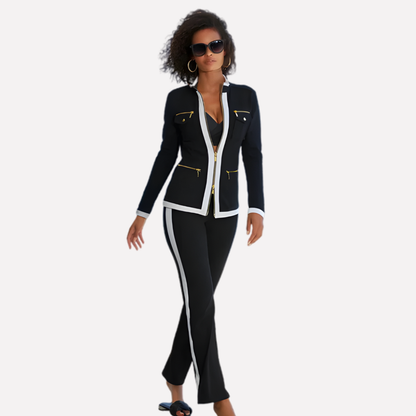 Niki | Sporty Contrast Trim Tracksuit Set