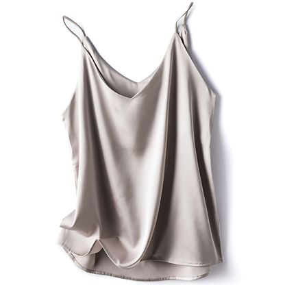 Silky Spaghetti Strap V-Neck Cami Top