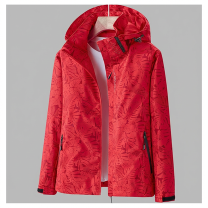 Women's Leaf Print Hooded Lightweight Jacket