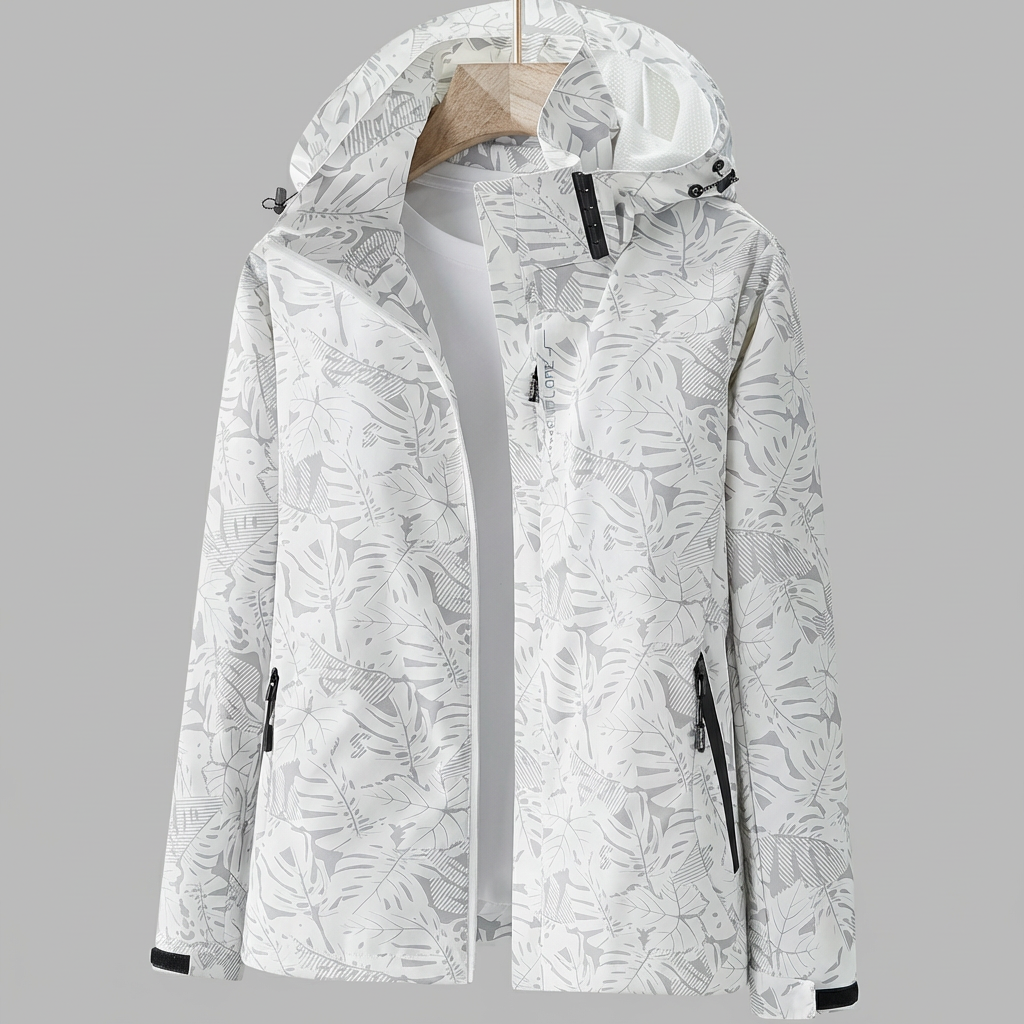 Women's Leaf Print Hooded Lightweight Jacket