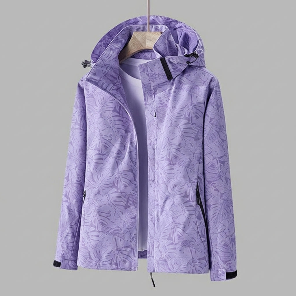 Women's Leaf Print Hooded Lightweight Jacket