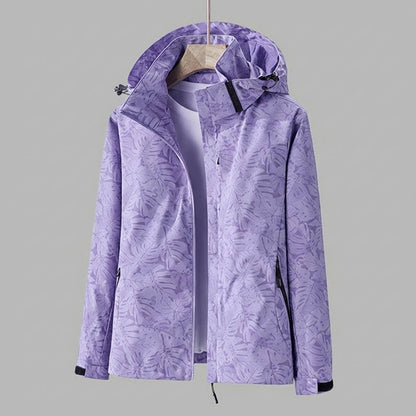 Women's Leaf Print Hooded Lightweight Jacket