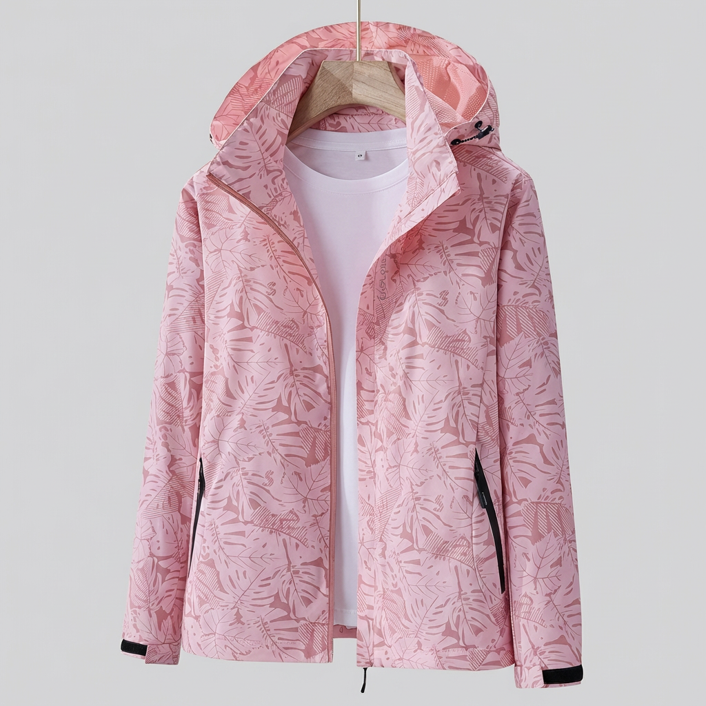 Women's Leaf Print Hooded Lightweight Jacket