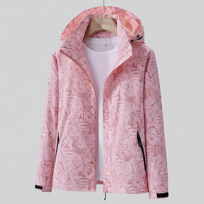 Women's Leaf Print Hooded Lightweight Jacket
