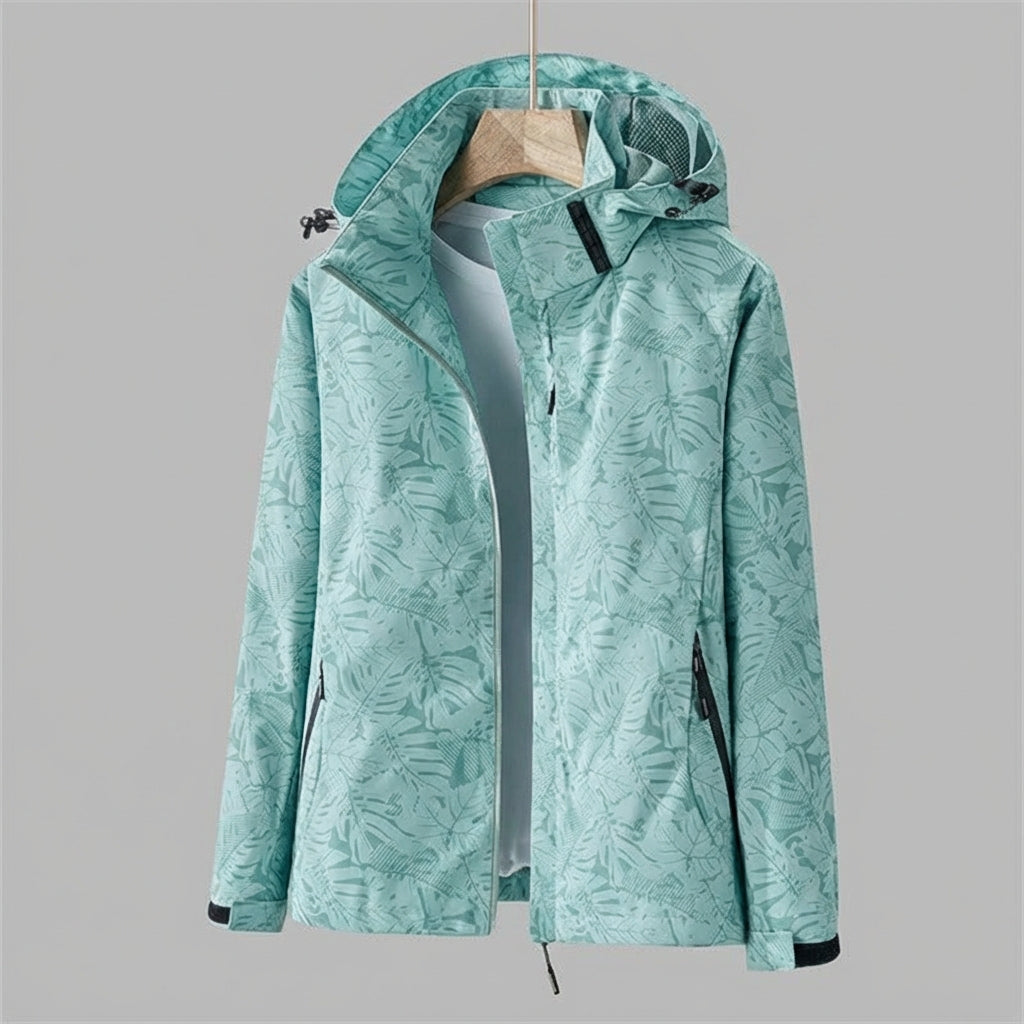 Women's Leaf Print Hooded Lightweight Jacket