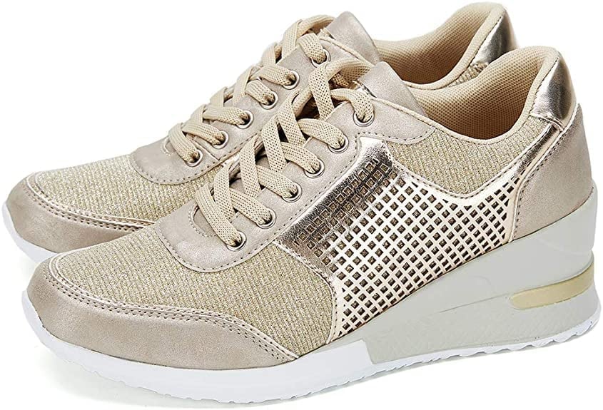 Elevated Wedge Sneakers with Perforated Detail