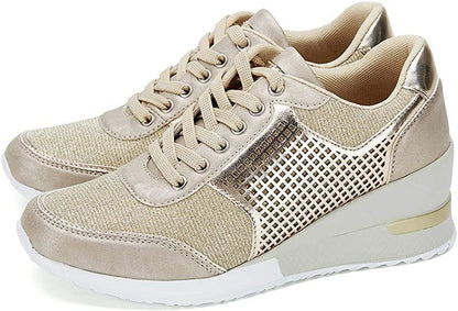 Elevated Wedge Sneakers with Perforated Detail