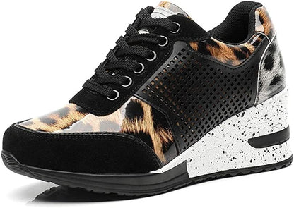 Elevated Wedge Sneakers with Perforated Detail