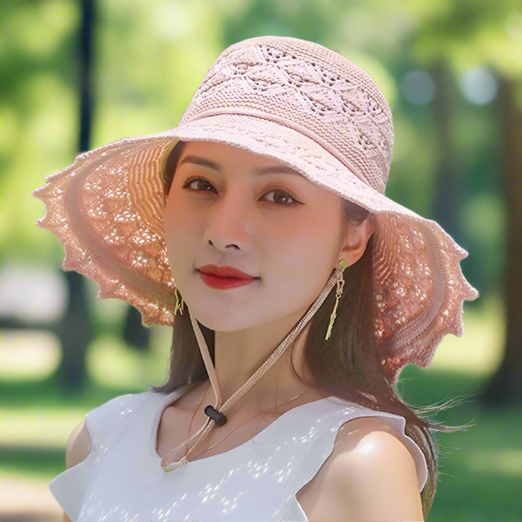 Niki | Womens Wide Brim Hat with Lace Accents