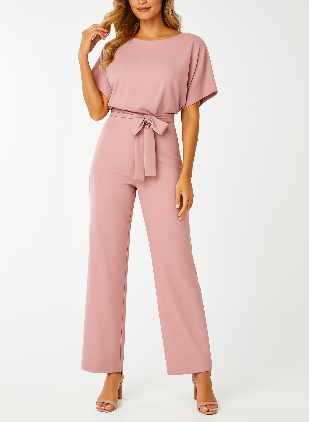 Belted Wide Leg Jumpsuit with Chic Silhouette