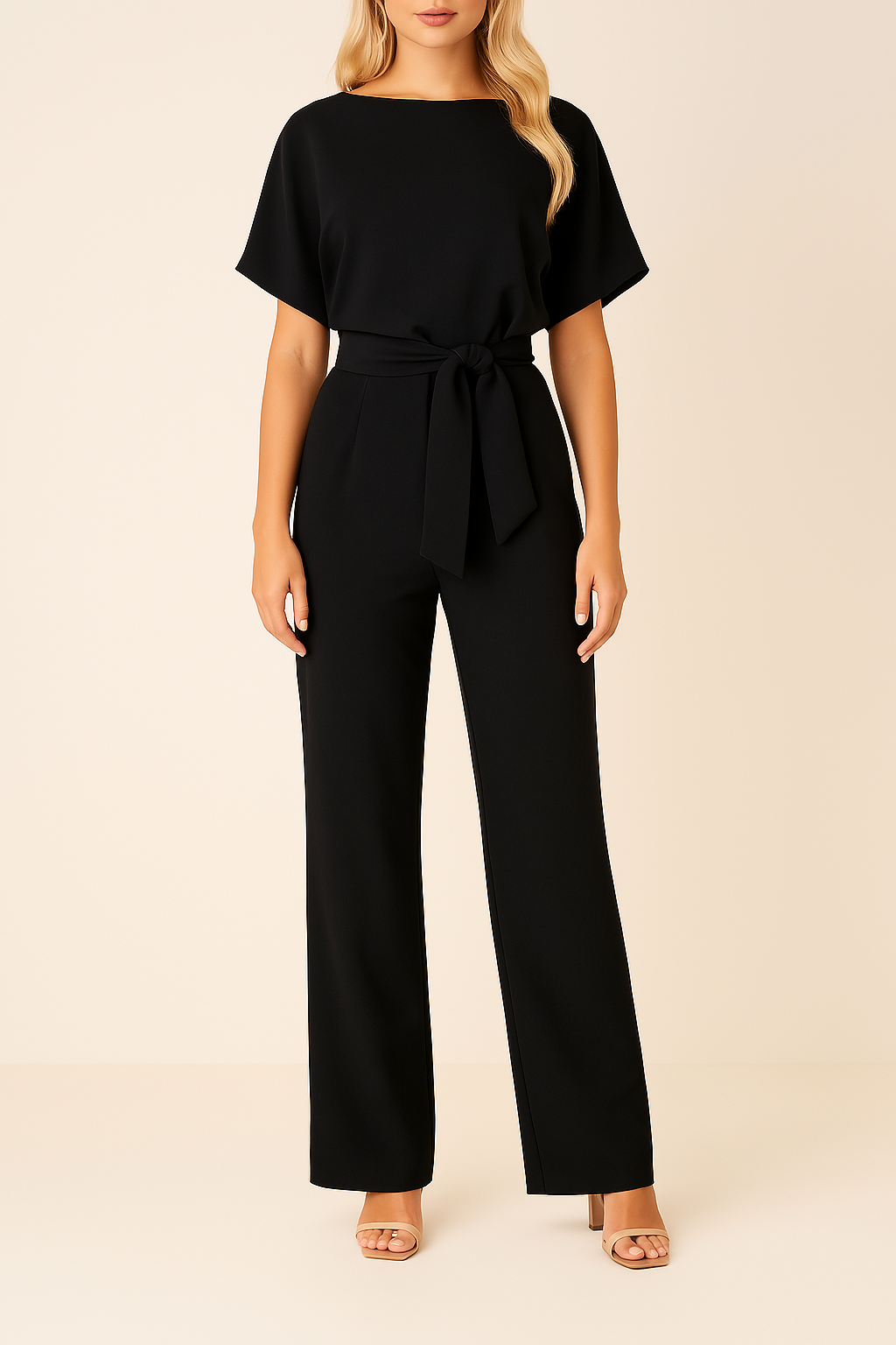 Belted Wide Leg Jumpsuit with Chic Silhouette