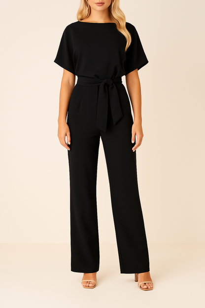 Belted Wide Leg Jumpsuit with Chic Silhouette
