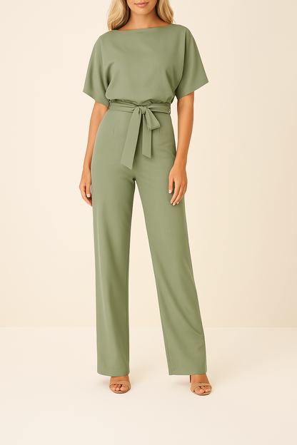 Belted Wide Leg Jumpsuit with Chic Silhouette