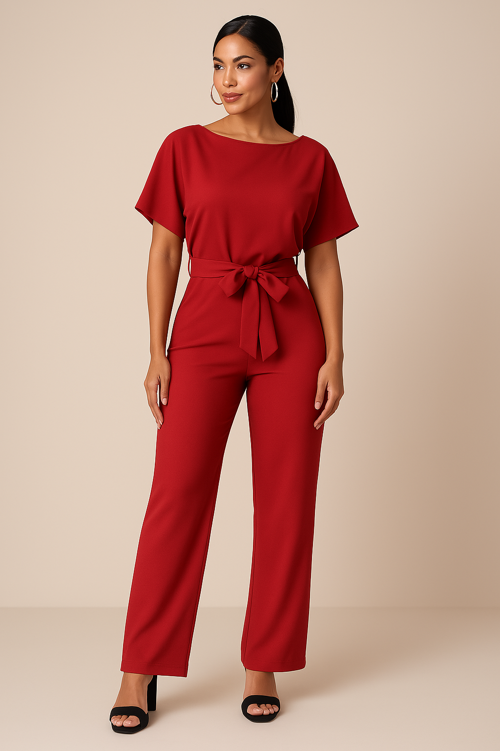 Belted Wide Leg Jumpsuit with Chic Silhouette