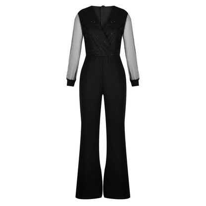 Elegant Sparkle Sleeve Jumpsuit