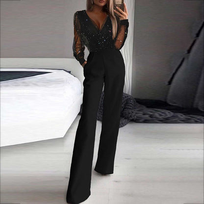 Elegant Sparkle Sleeve Jumpsuit
