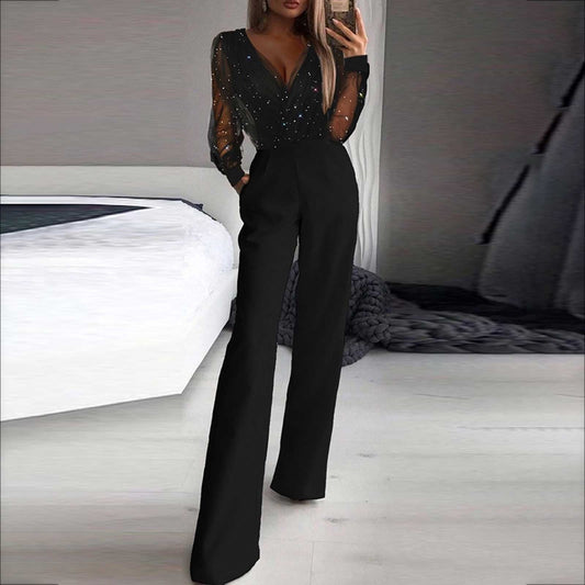 Elegant Sparkle Sleeve Jumpsuit