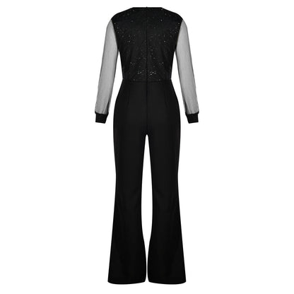 Elegant Sparkle Sleeve Jumpsuit