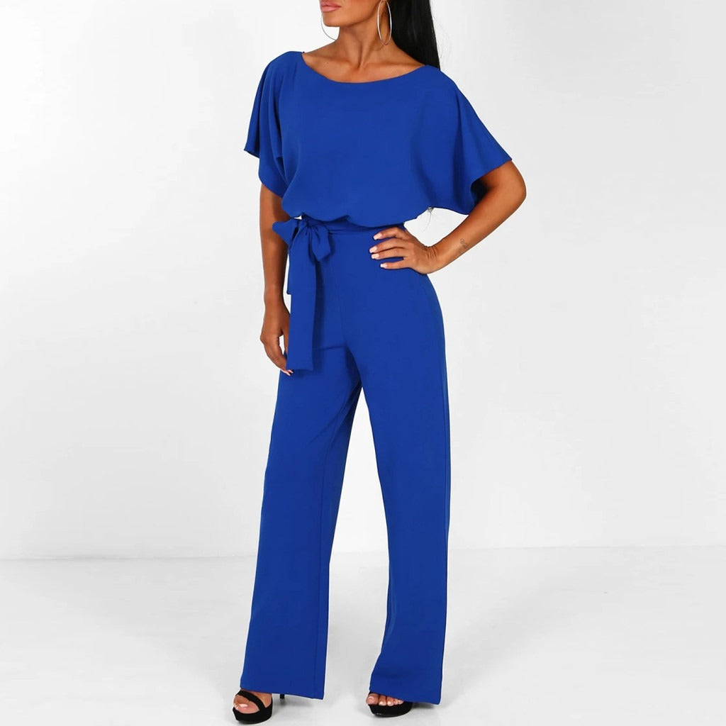 Flowy Wide Leg Jumpsuit with Tie Waist
