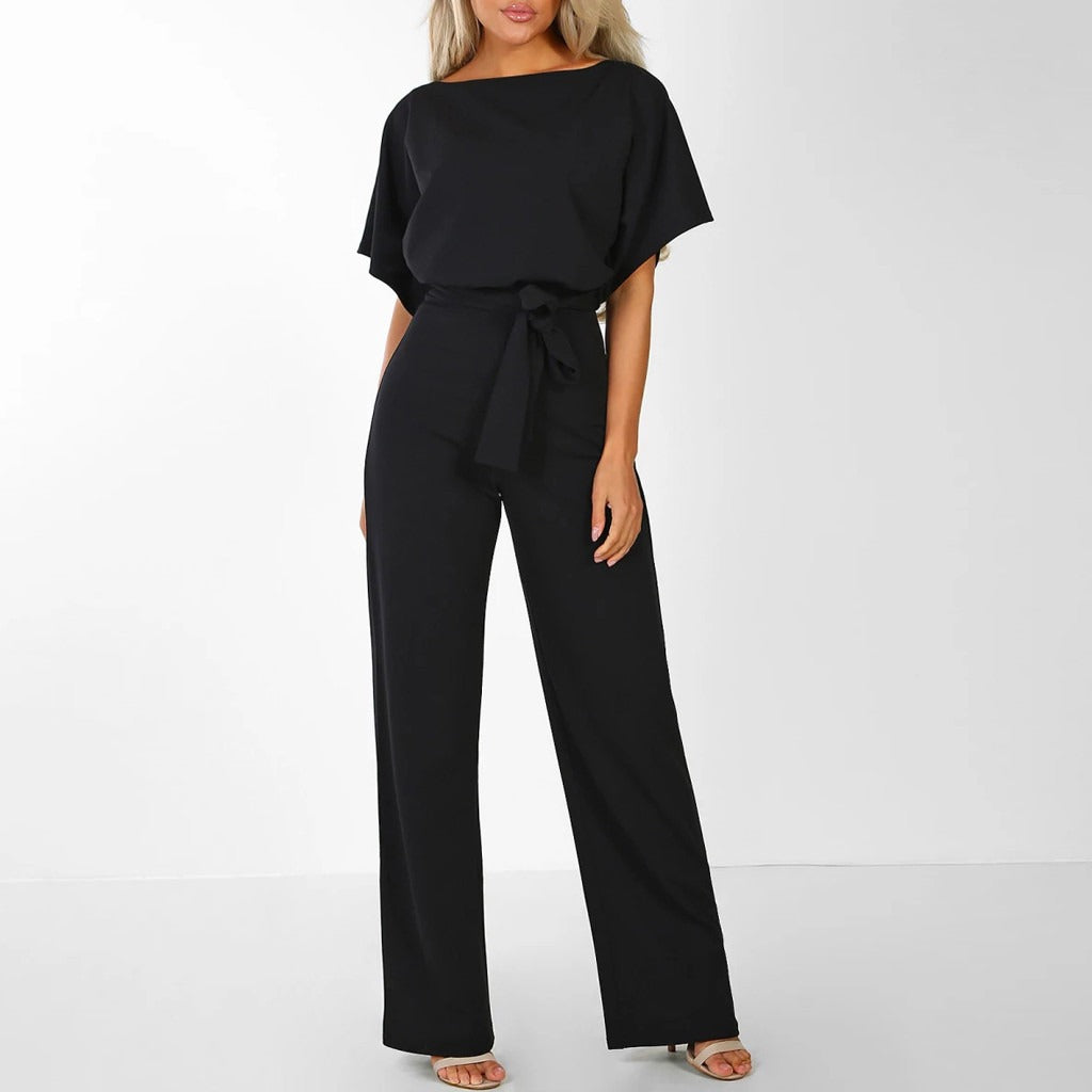 Flowy Wide Leg Jumpsuit with Tie Waist
