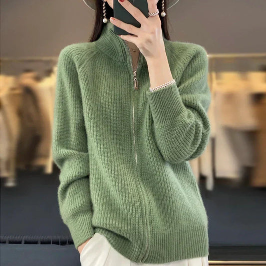 Women's Zip Front Knit Sweater