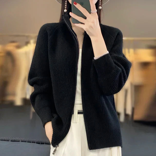 Women's Zip Front Knit Sweater