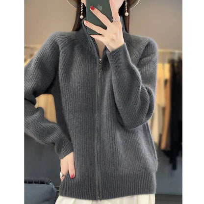 Women's Zip Front Knit Sweater