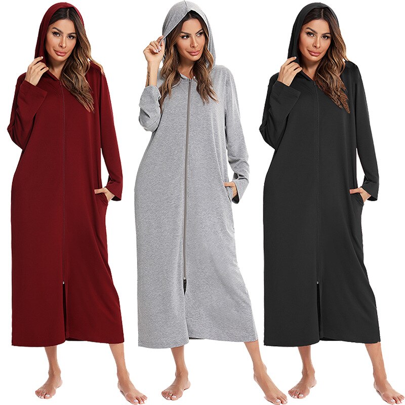 Niki | Zip Front Hooded Robe for Cozy Comfort