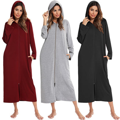 Niki | Zip Front Hooded Robe for Cozy Comfort