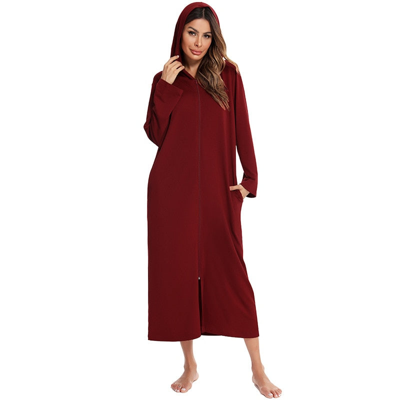 Niki | Zip Front Hooded Robe for Cozy Comfort