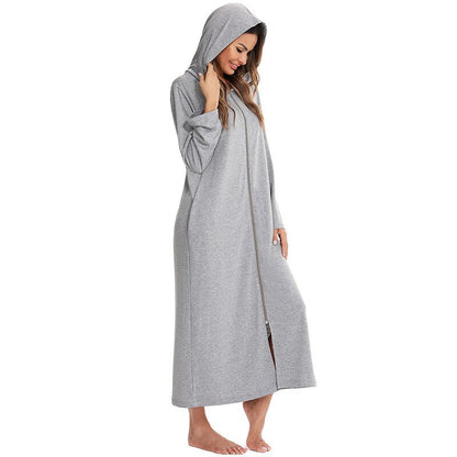 Niki | Zip Front Hooded Robe for Cozy Comfort